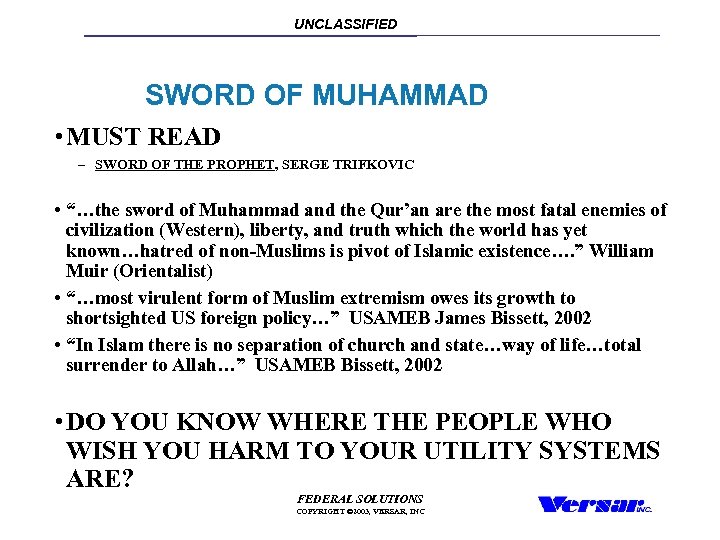 UNCLASSIFIED SWORD OF MUHAMMAD • MUST READ – SWORD OF THE PROPHET, SERGE TRIFKOVIC