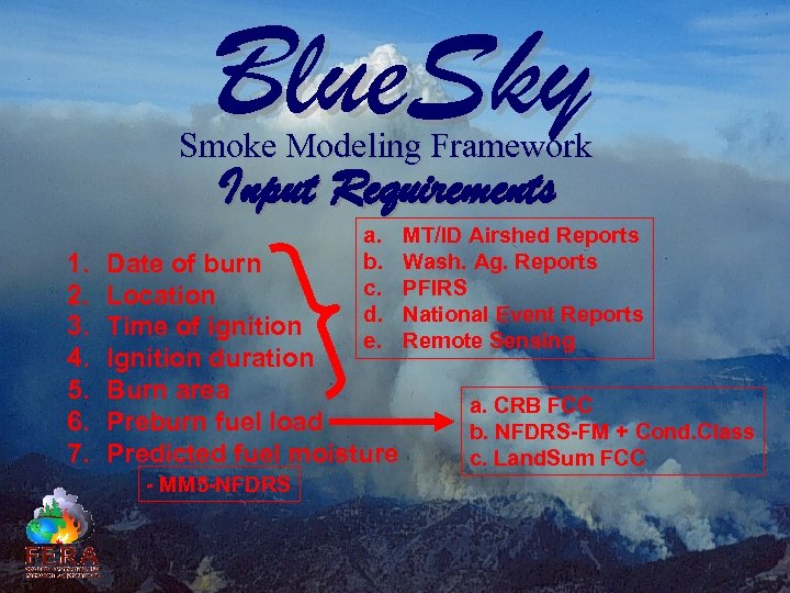 Blue. Sky Smoke Modeling Framework Input Requirements 1. 2. 3. 4. 5. 6. 7.