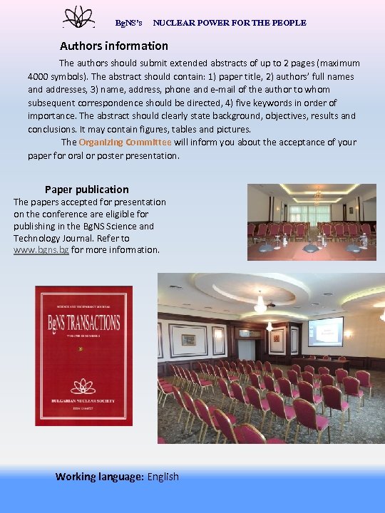 Bg. NS’s NUCLEAR POWER FOR THE PEOPLE Authors information The authors should submit extended