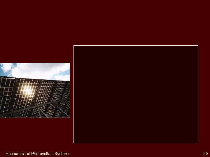 Economics of Photovoltaic Systems 25 