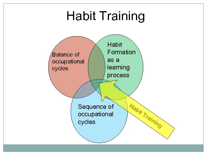 Habit Training Balance of occupational cycles Habit Formation as a learning process Sequence of