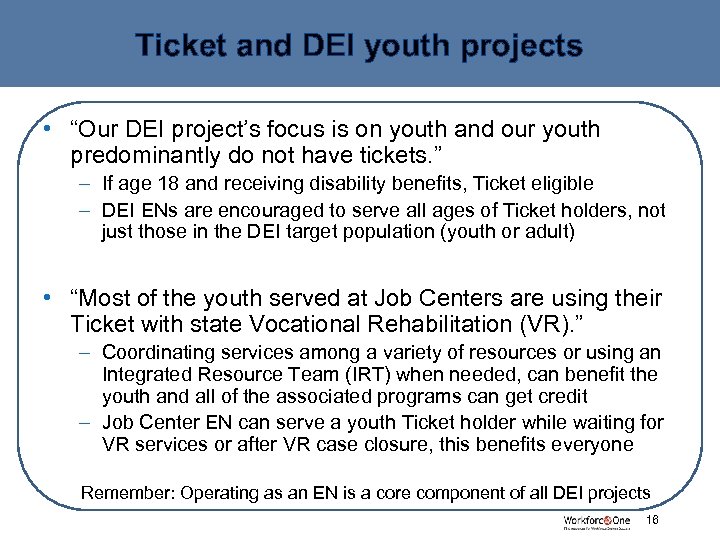Ticket and DEI youth projects • “Our DEI project’s focus is on youth and