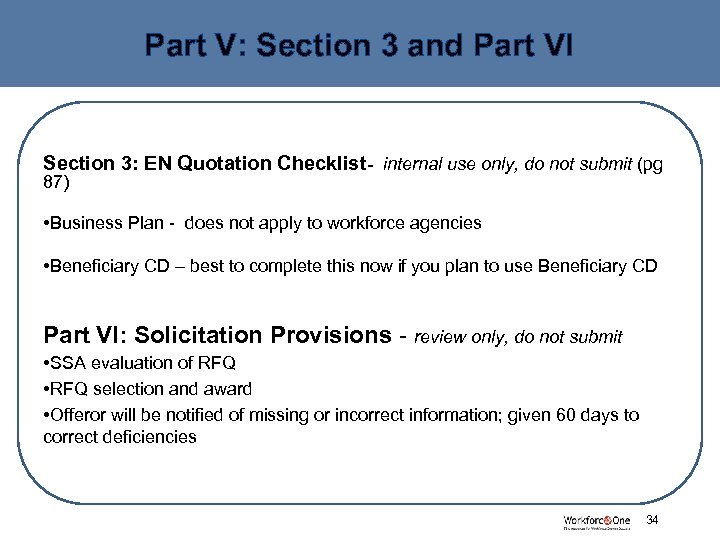 Part V: Section 3 and Part VI Section 3: EN Quotation Checklist- internal use