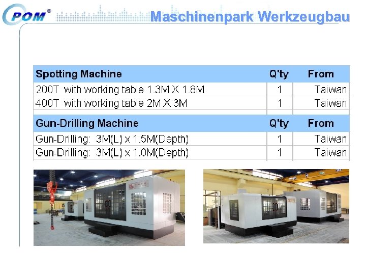 Maschinenpark Werkzeugbau 
