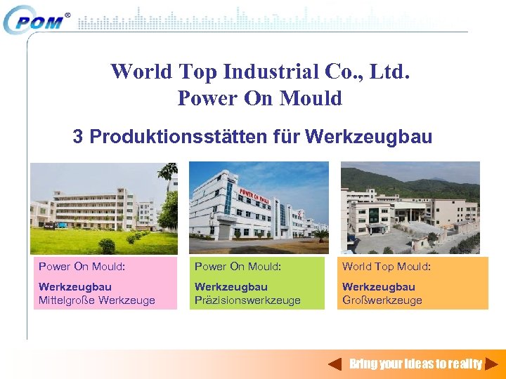 World Top Industrial Co. , Ltd. Power On Mould 3 Produktionsstätten für Werkzeugbau Power