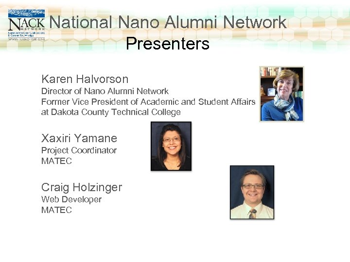 www. nano 4 me. org National Nano Alumni Network Click to edit Master title