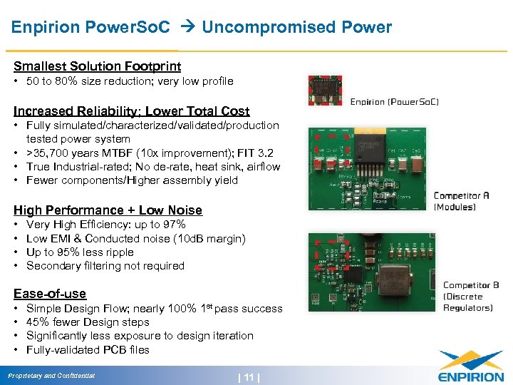 Enpirion Power. So. C Uncompromised Power Smallest Solution Footprint • 50 to 80% size