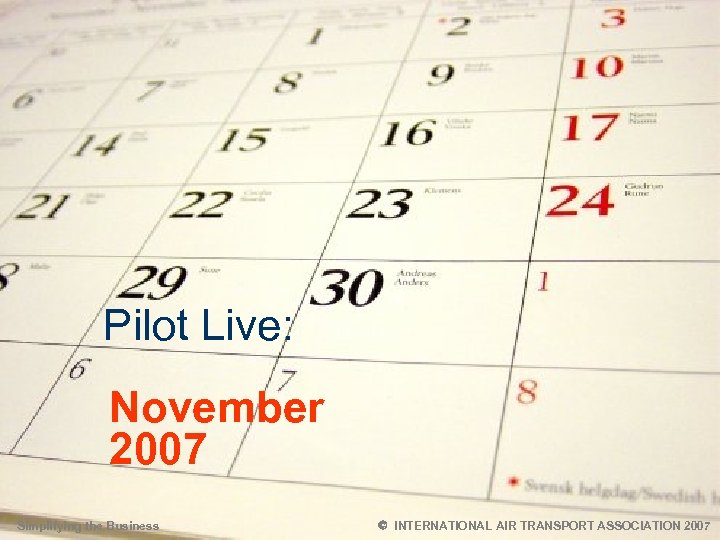 I. Set -up II. Proof of concept III. Transition V Live Pilot Live: November