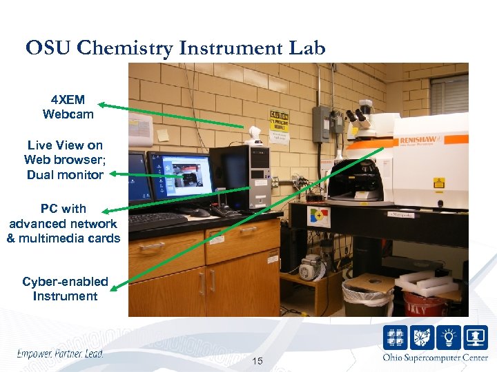 OSU Chemistry Instrument Lab 4 XEM Webcam Live View on Web browser; Dual monitor