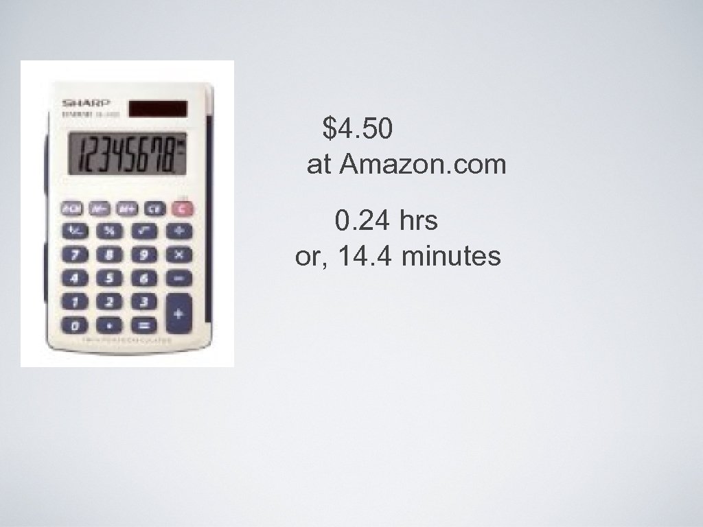 $4. 50 at Amazon. com 0. 24 hrs or, 14. 4 minutes 