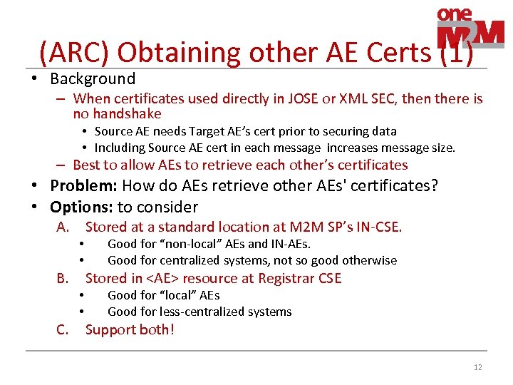 (ARC) Obtaining other AE Certs (1) • Background – When certificates used directly in