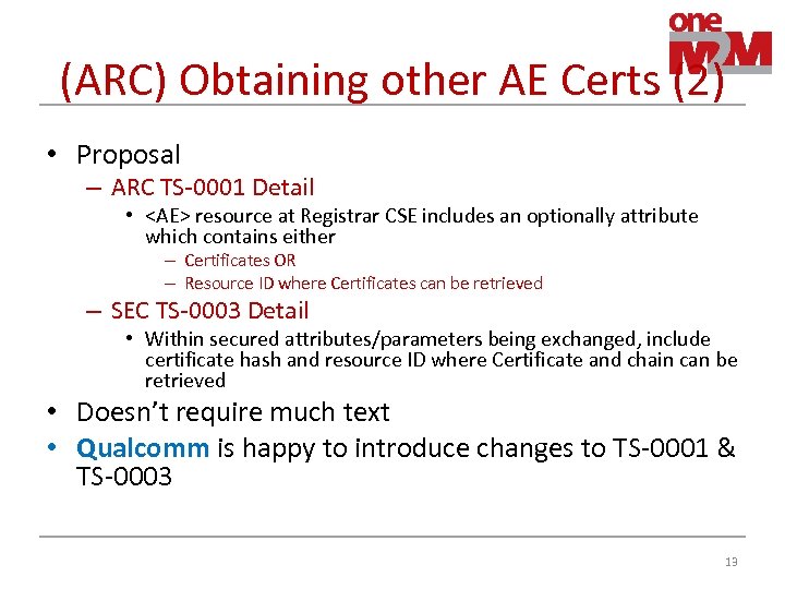 (ARC) Obtaining other AE Certs (2) • Proposal – ARC TS-0001 Detail • <AE>