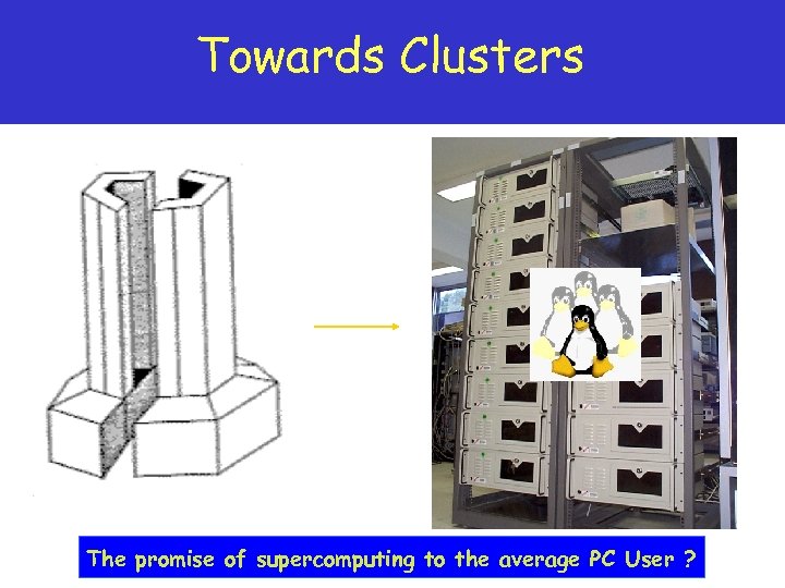 Towards Clusters The promise of supercomputing to the average PC User ? 