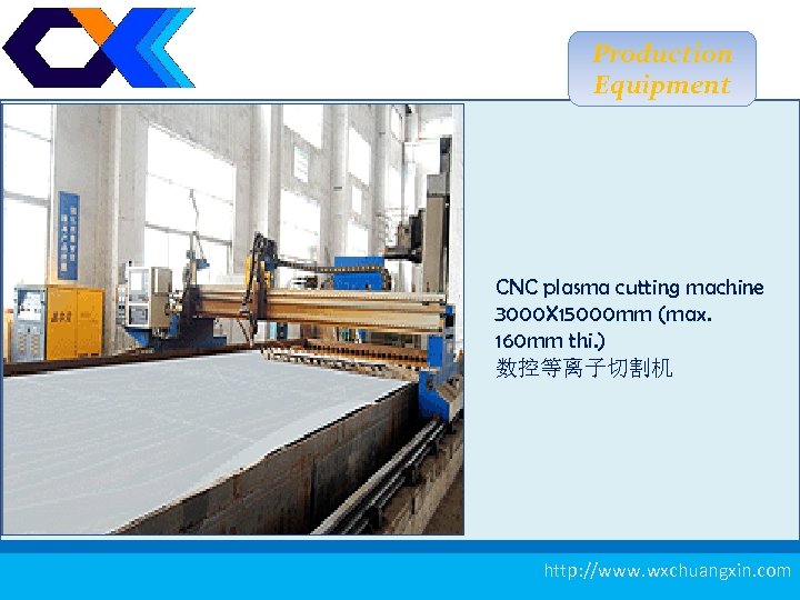 Production Equipment CNC plasma cutting machine 3000 X 15000 mm (max. 160 mm thi.