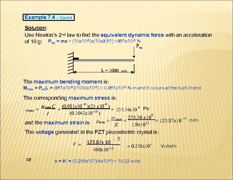 Example 7. 4 – Cont’d Solution: Use Newton’s 2 nd law to find the