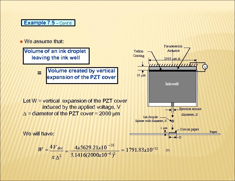 Example 7. 5 – Cont’d ● We assume that: Volume of an ink droplet