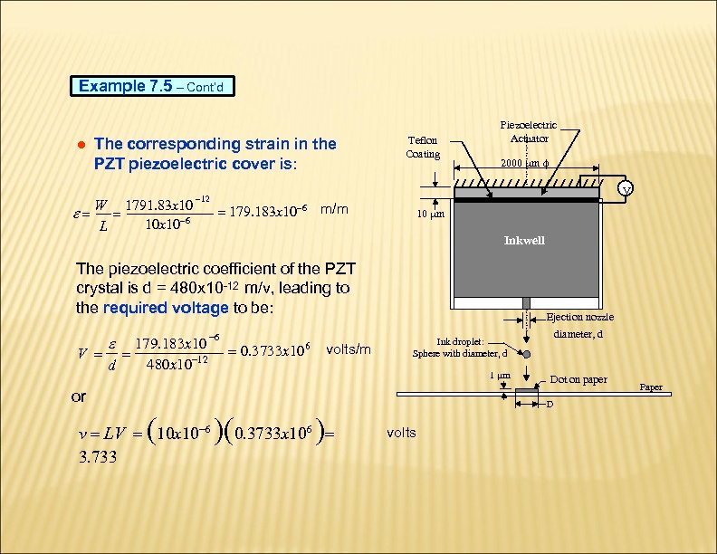 Example 7. 5 – Cont’d ● The corresponding strain in the PZT piezoelectric cover