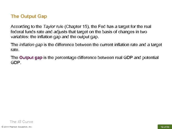 The Output Gap According to the Taylor rule (Chapter 15), the Fed has a