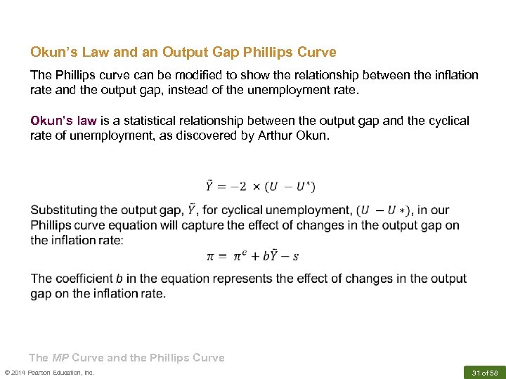 Okun’s Law and an Output Gap Phillips Curve The Phillips curve can be modified