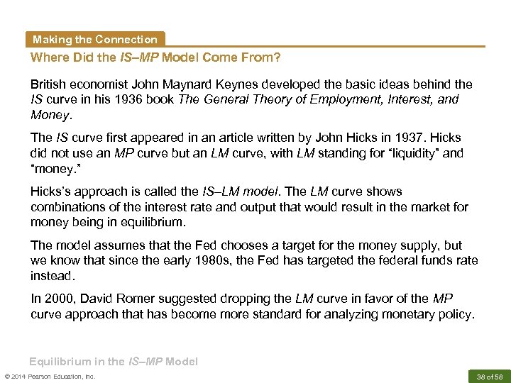Making the Connection Where Did the IS–MP Model Come From? British economist John Maynard