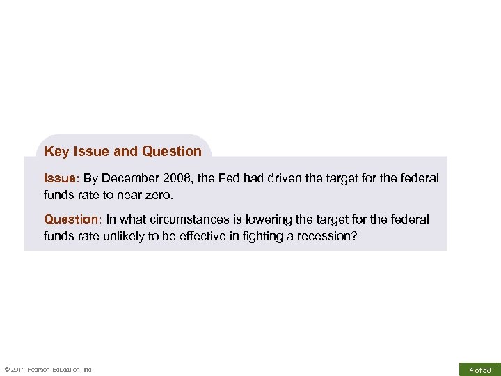 Key Issue and Question Issue: By December 2008, the Fed had driven the target