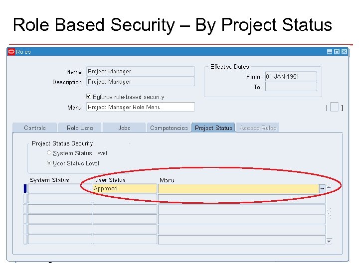Role Based Security – By Project Status 