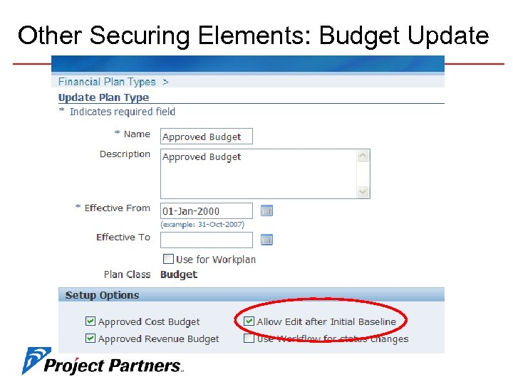 Other Securing Elements: Budget Update 