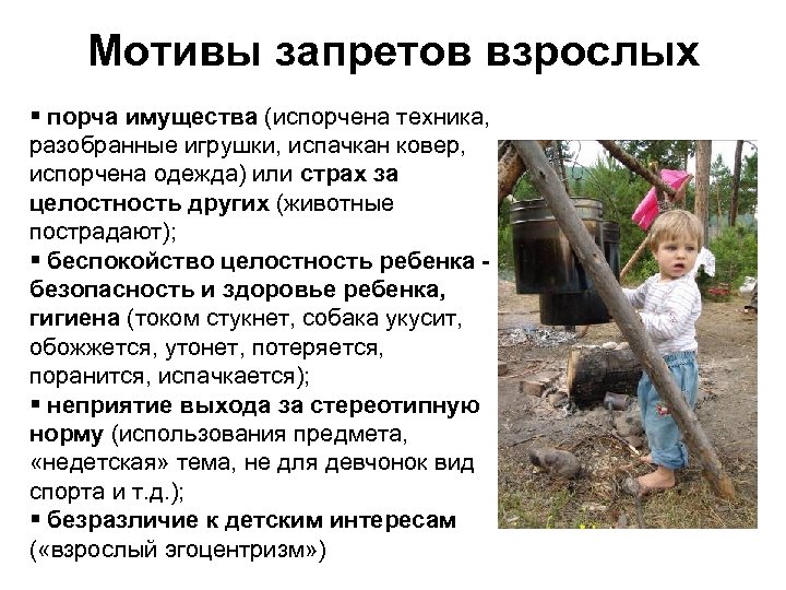 Мотивы запретов взрослых § порча имущества (испорчена техника, разобранные игрушки, испачкан ковер, испорчена одежда)