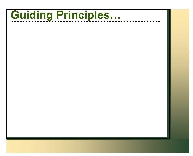 Guiding Principles… 