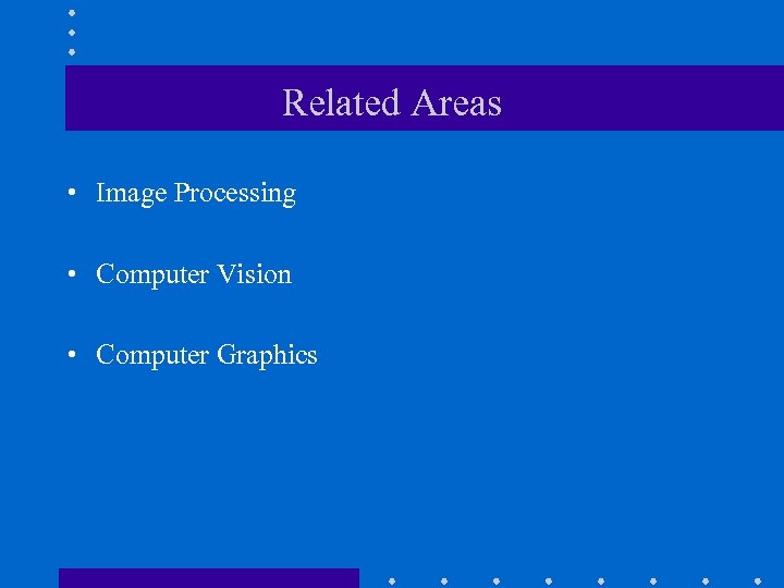 Related Areas • Image Processing • Computer Vision • Computer Graphics 