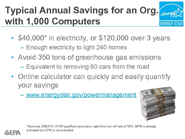 Typical Annual Savings for an Org. with 1, 000 Computers • $40, 000* in