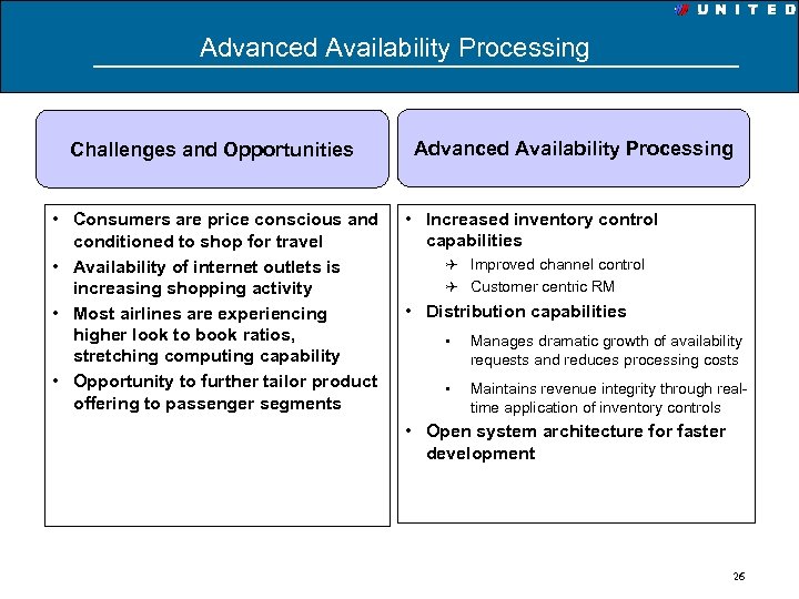 Advanced Availability Processing Challenges and Opportunities • Consumers are price conscious and conditioned to