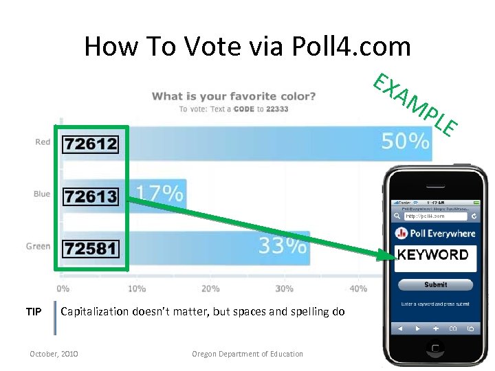 How To Vote via Poll 4. com EX AM P LE TIP Capitalization doesn’t