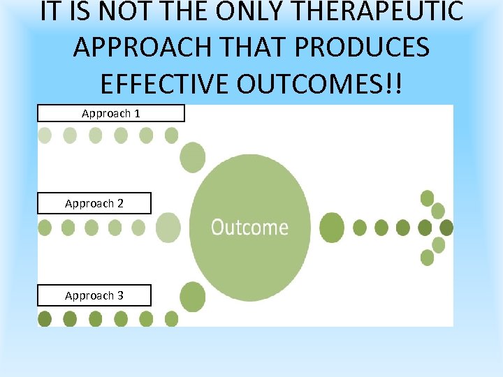 IT IS NOT THE ONLY THERAPEUTIC APPROACH THAT PRODUCES EFFECTIVE OUTCOMES!! Approach 1 Approach