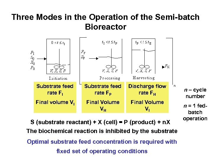 Three Modes in the Operation of the Semi-batch Bioreactor Substrate feed rate FI Substrate