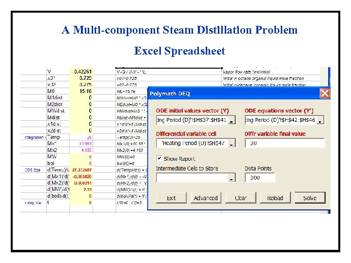 A Multi-component Steam Distillation Problem Excel Spreadsheet 