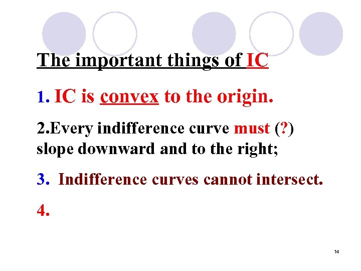 The important things of IC 1. IC is convex to the origin. 2. Every