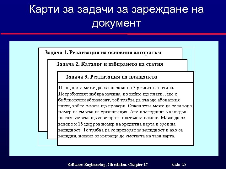 Карти за задачи за зареждане на документ Задача 1. Реализация на основния алгоритъм Задача