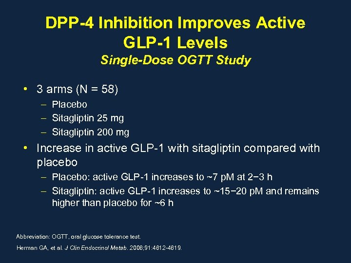 DPP-4 Inhibition Improves Active GLP-1 Levels Single-Dose OGTT Study • 3 arms (N =