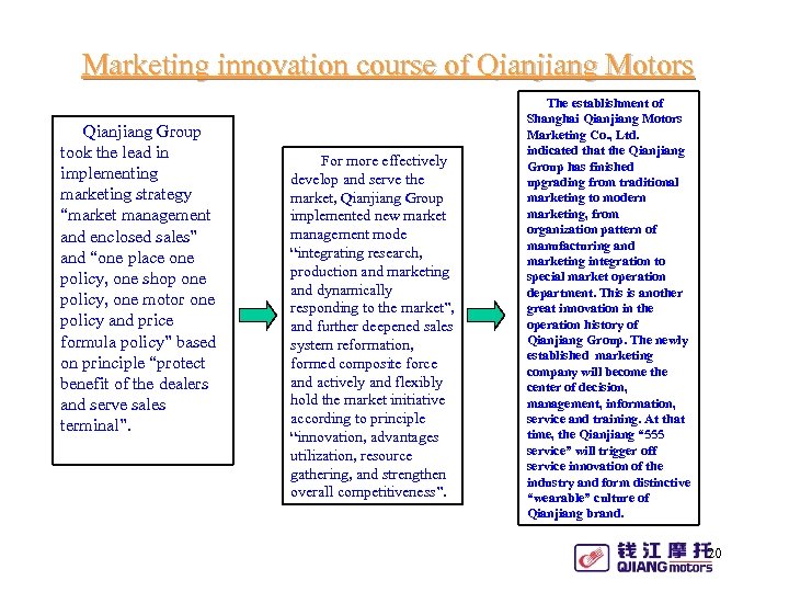 Marketing innovation course of Qianjiang Motors Qianjiang Group took the lead in implementing marketing
