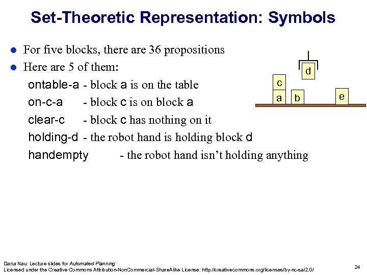 Set-Theoretic Representation: Symbols For five blocks, there are 36 propositions l Here are 5