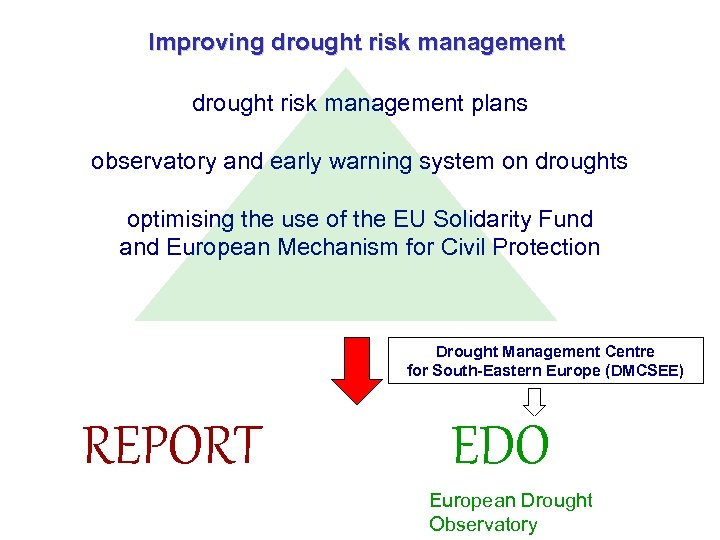 Improving drought risk management plans observatory and early warning system on droughts optimising the