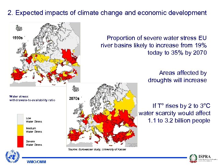 2. Expected impacts of climate change and economic development Proportion of severe water stress
