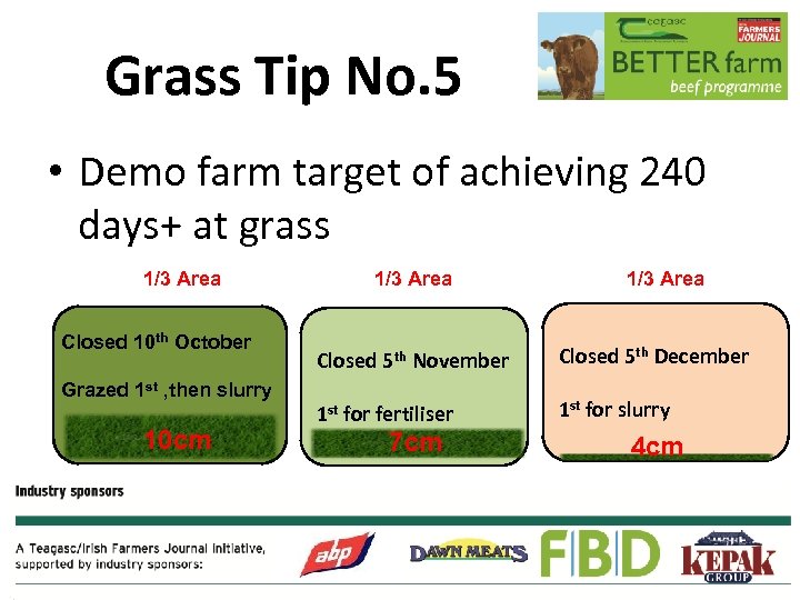 Grass Tip No. 5 • Demo farm target of achieving 240 days+ at grass