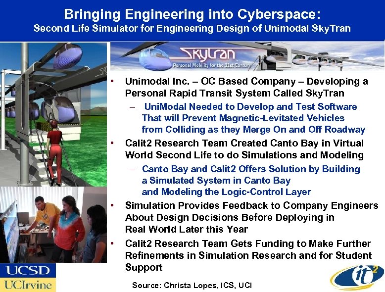 Bringing Engineering into Cyberspace: Second Life Simulator for Engineering Design of Unimodal Sky. Tran