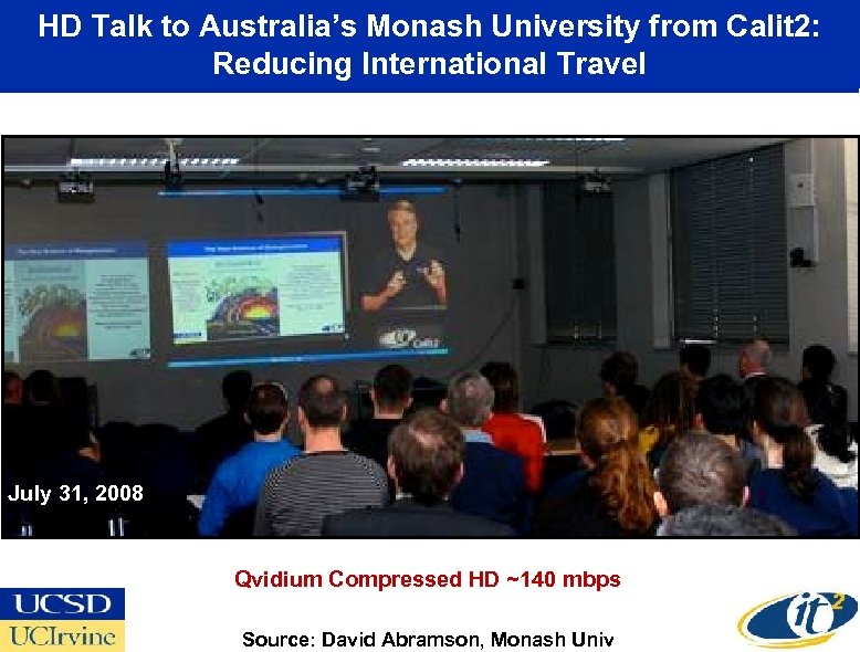HD Talk to Australia’s Monash University from Calit 2: Reducing International Travel July 31,