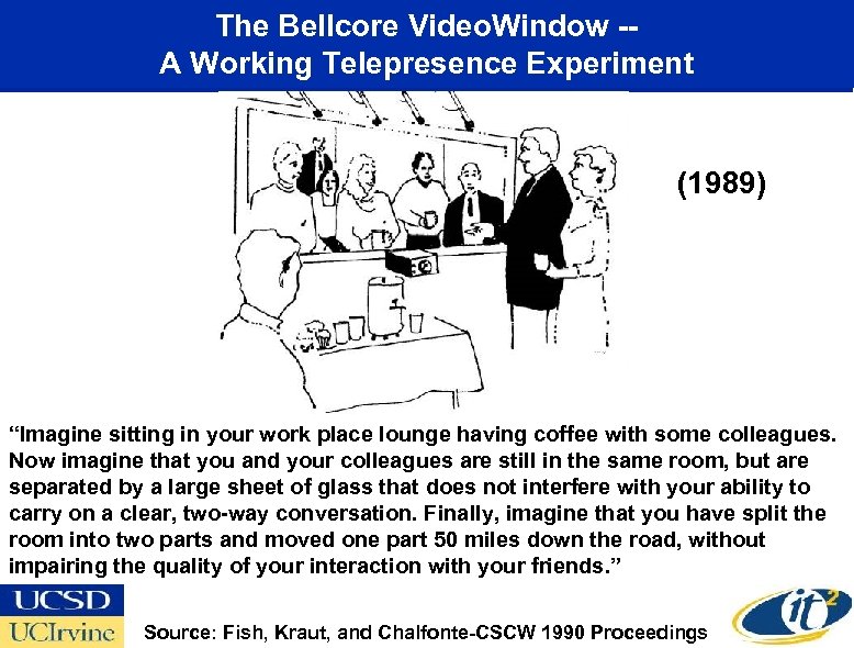 The Bellcore Video. Window -A Working Telepresence Experiment (1989) “Imagine sitting in your work