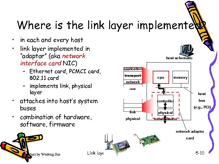 Where is the link layer implemented? • in each and every host • link