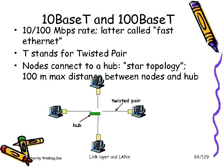10 Base. T and 100 Base. T • 10/100 Mbps rate; latter called “fast