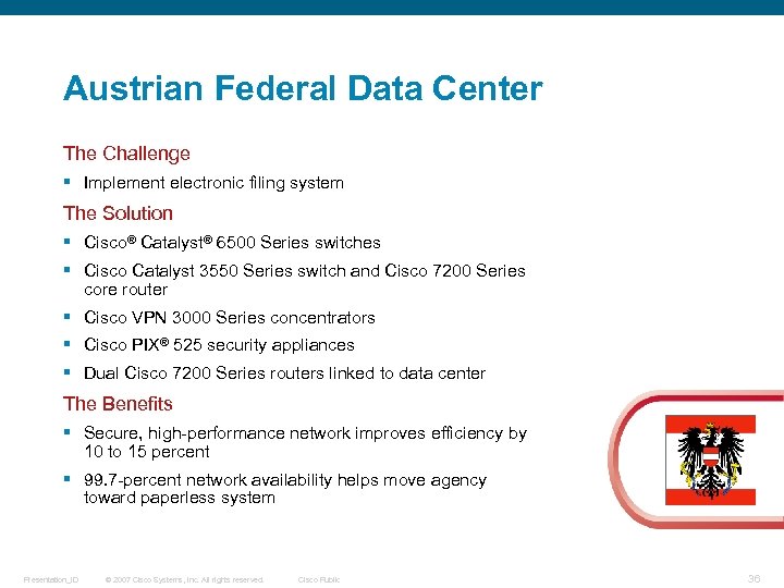 Austrian Federal Data Center The Challenge § Implement electronic filing system The Solution §